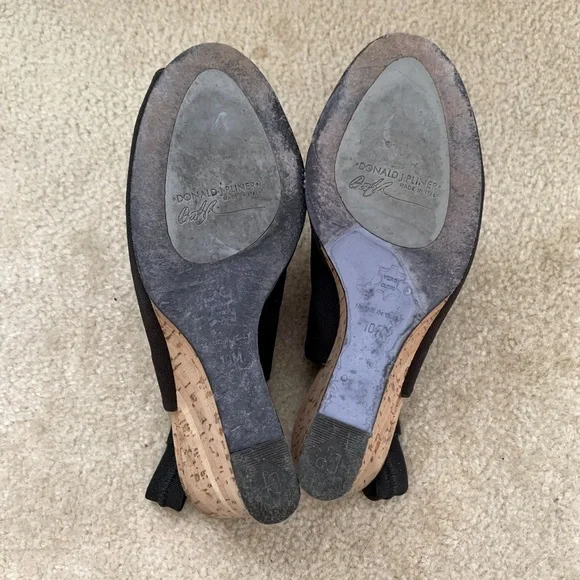Donald J Pliner Black Mesh Cork Wedge Sandals - Picture 10 of 13